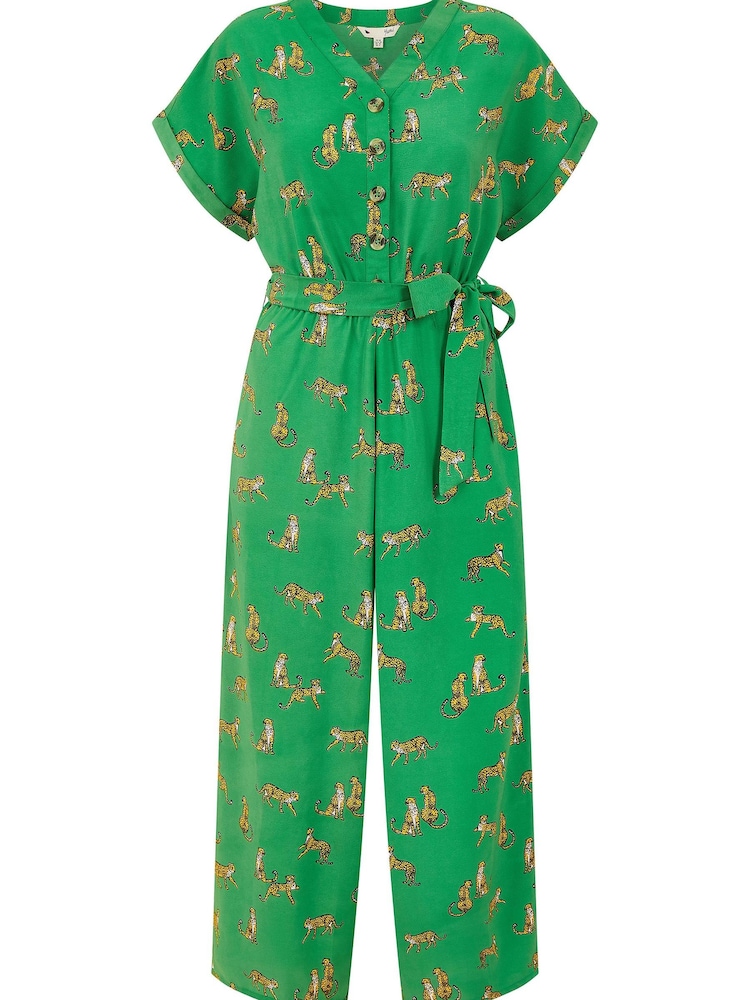 Yumi Green Multi Cheetah Print Jumpsuit - Image 4 of 4
