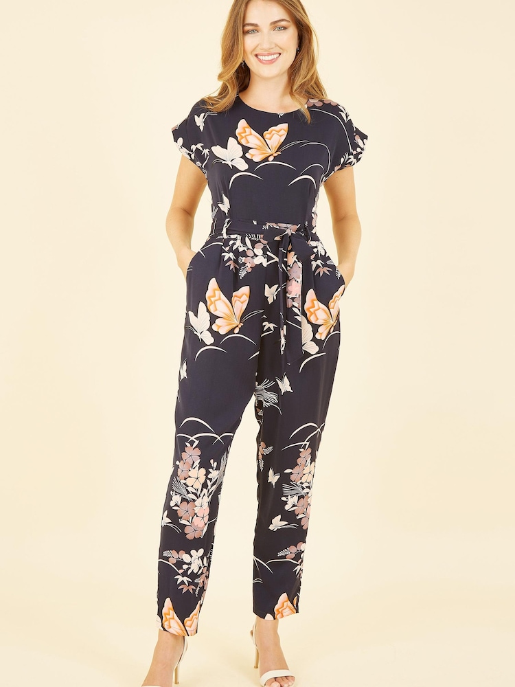 Yumi Black Multi Butterfly Print Jumpsuit - Image 1 of 5