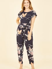 Yumi Black Multi Butterfly Print Jumpsuit - Image 3 of 5