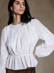 Banana Republic White Nellie Cotton Blouse - Image 1 of 1