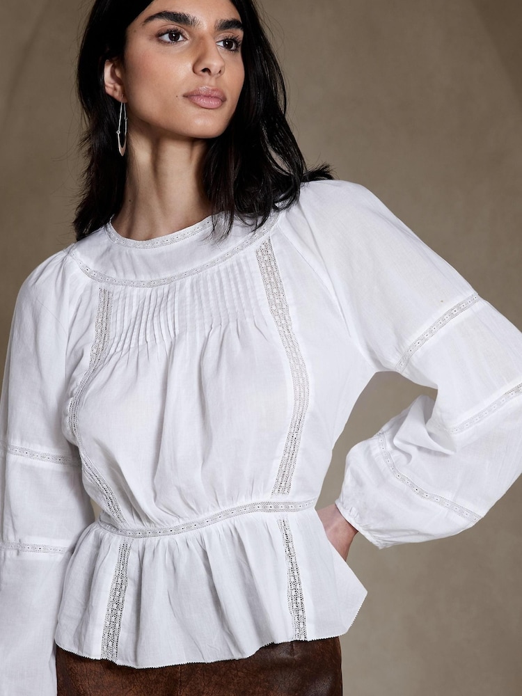 Banana Republic White Nellie Cotton Blouse - Image 1 of 1