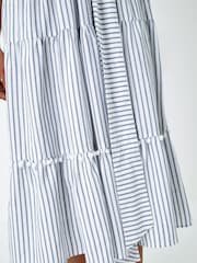 Roman Blue & White Tiered Cotton Halter Neck Stripe Dress - Image 4 of 5