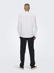 Only & Sons White Long Sleeve Button Up Shirt Contains Linen - Image 4 of 8