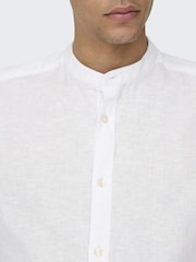 Only & Sons White Long Sleeve Button Up Shirt Contains Linen - Image 6 of 8