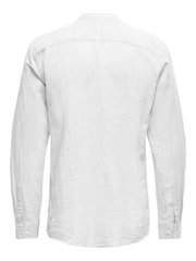 Only & Sons White Long Sleeve Button Up Shirt Contains Linen - Image 8 of 8