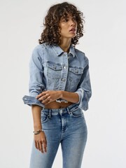 ONLY Blue Dark Wash Denim Jacket - Image 1 of 8
