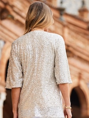 Sosandar Neutral Sequin Chuck On Jacket - Image 3 of 5