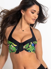 Pour Moi Black Halter St Lucia Underwired Bikini Top - Image 1 of 5