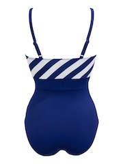 Pour Moi Blue High Line V Neck Control Swimsuit - Image 5 of 5