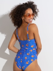 Pour Moi Blue Floral Santa Cruz Strapless Control Swimsuit - Image 3 of 5