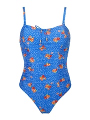 Pour Moi Blue Floral Santa Cruz Strapless Control Swimsuit - Image 4 of 5