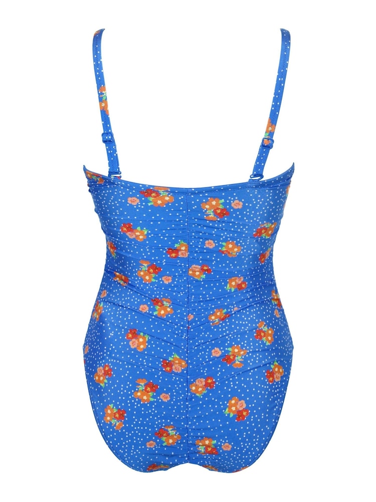 Pour Moi Blue Floral Santa Cruz Strapless Control Swimsuit - Image 5 of 5