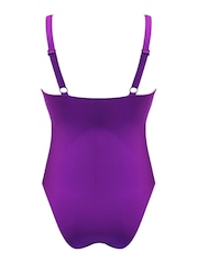 Pour Moi Purple Samoa Wrap Over Tie Control Swimsuit - Image 5 of 5