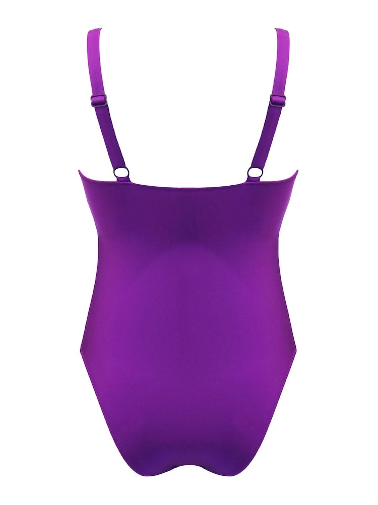 Pour Moi Purple Samoa Wrap Over Tie Control Swimsuit - Image 5 of 5