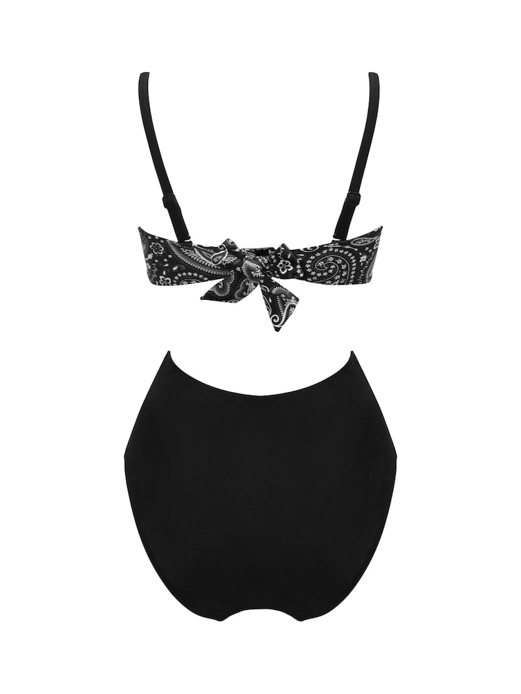 Pour Moi Black Scarf Strapless Tummy Control Swimsuit - Image 5 of 5