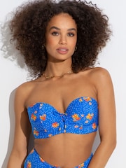 Pour Moi Blue Floral Santa Cruz Strapless Lightly Padded Underwired Top - Image 1 of 5