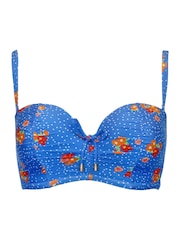Pour Moi Blue Floral Santa Cruz Strapless Lightly Padded Underwired Top - Image 4 of 5