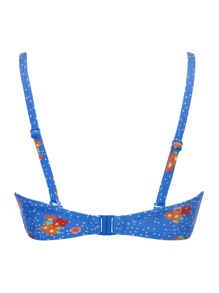 Pour Moi Blue Floral Santa Cruz Strapless Lightly Padded Underwired Top - Image 5 of 5