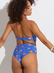 Pour Moi Blue Floral Santa Cruz Super High Waist Bikini Bottom - Image 3 of 5