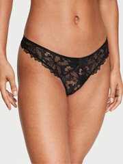 Victoria's Secret Black Fishnet Satin Thong Knickers - Image 1 of 3