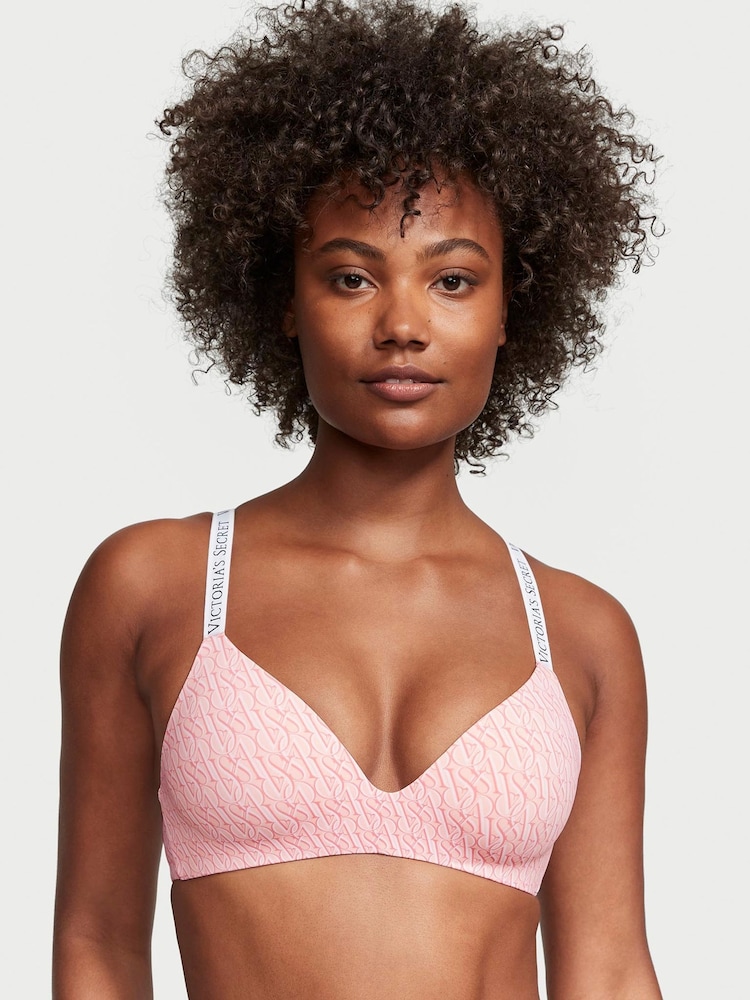 Victoria's Secret Purest Pink Geo Logo Non Wired Lightly Lined Bra - Image 1 of 3