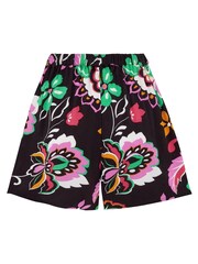Pour Moi Black Multi Crinkle Viscose Tie Front Beach Shorts - Image 5 of 5