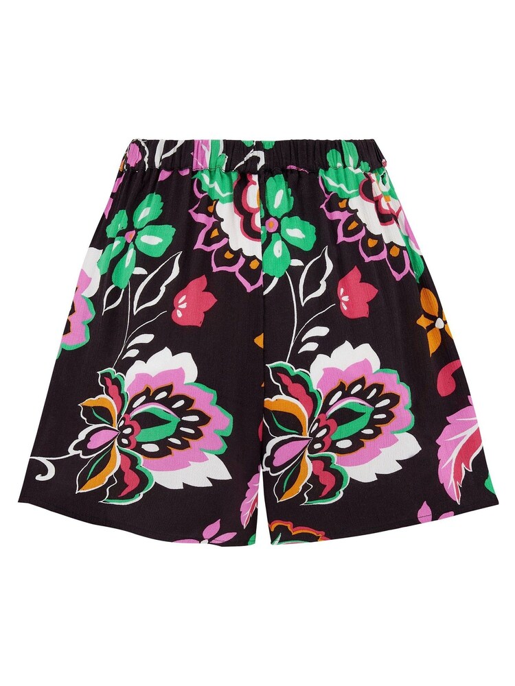 Pour Moi Black Multi Crinkle Viscose Tie Front Beach Shorts - Image 5 of 5