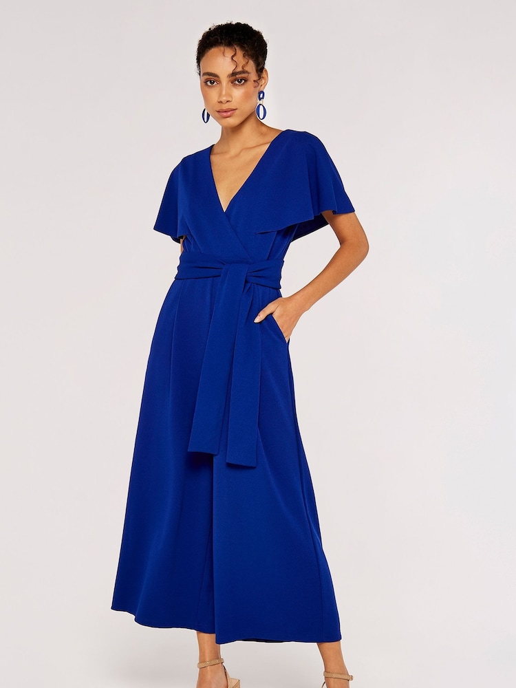 Apricot Blue Cape Culotte Jumpsuit - Image 1 of 5