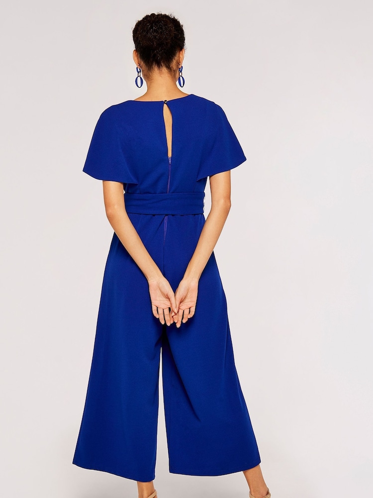 Apricot Blue Cape Culotte Jumpsuit - Image 2 of 5