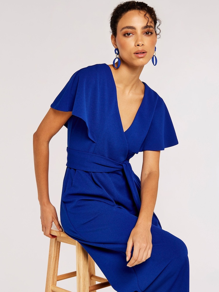 Apricot Blue Cape Culotte Jumpsuit - Image 5 of 5