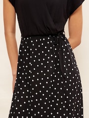 Friends Like These Black/Camel Animal Short Sleeve Wrap V Neck Tie Waist Summer Maxi Dress - Image 3 of 4
