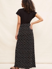 Friends Like These Black/Camel Animal Short Sleeve Wrap V Neck Tie Waist Summer Maxi Dress - Image 4 of 4