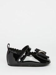 Lipsy Black Velcro Bow Mary Jane Ballerina Occasion Shoe Baby - Image 1 of 4