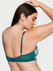 Victoria's Secret Black Ivy Green Velvet Fishnet Demi Bra - Image 2 of 3