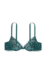 Victoria's Secret Black Ivy Green Velvet Fishnet Demi Bra - Image 3 of 3