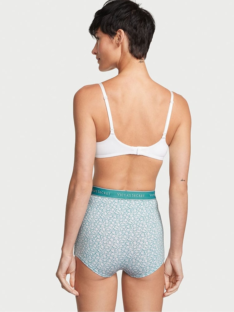 Victoria's Secret French Sage Ditsy Floral Green High Waisted Short Knickers - Image 2 of 3