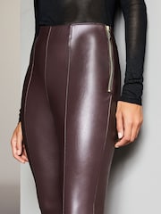 Lipsy Berry Red Premium Power Stretch Faux Leather Legging - Image 4 of 4