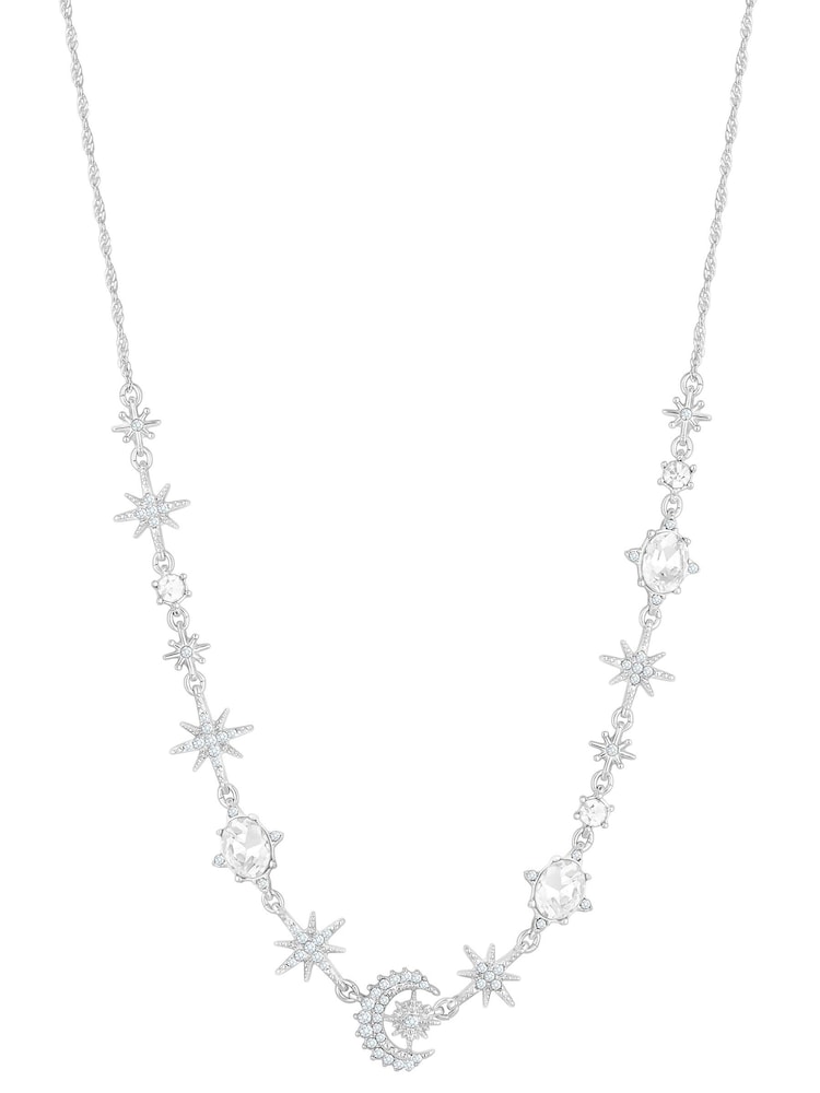Lipsy Jewellery Silver Crescent Celestial Necklace - Image 1 of 4 Lipsy Jewellery Silver Crescent Celestial Necklace - Image 1 of 4