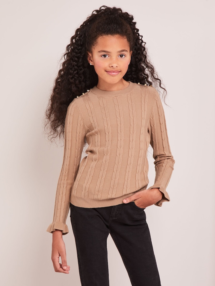 Lipsy Camel Cable Military Jumper - Image 1 of 4