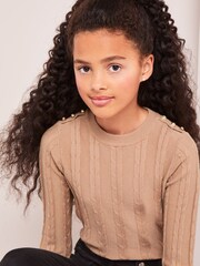 Lipsy Camel Cable Military Jumper - Image 2 of 4