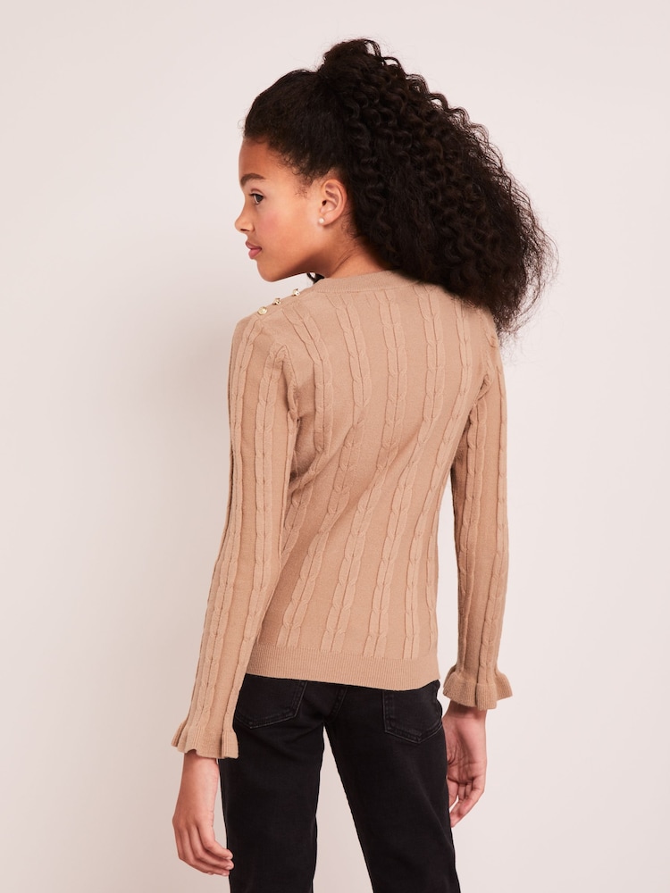 Lipsy Camel Cable Military Jumper - Image 4 of 4
