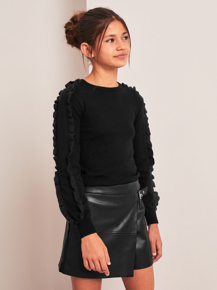 Lipsy Black Ruffle Detail Jumper - Image 2 of 4