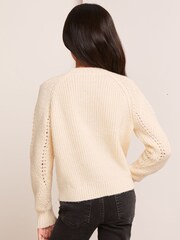 Lipsy Cream Embellished Cut Out Knitted Jumper - Image 3 of 4