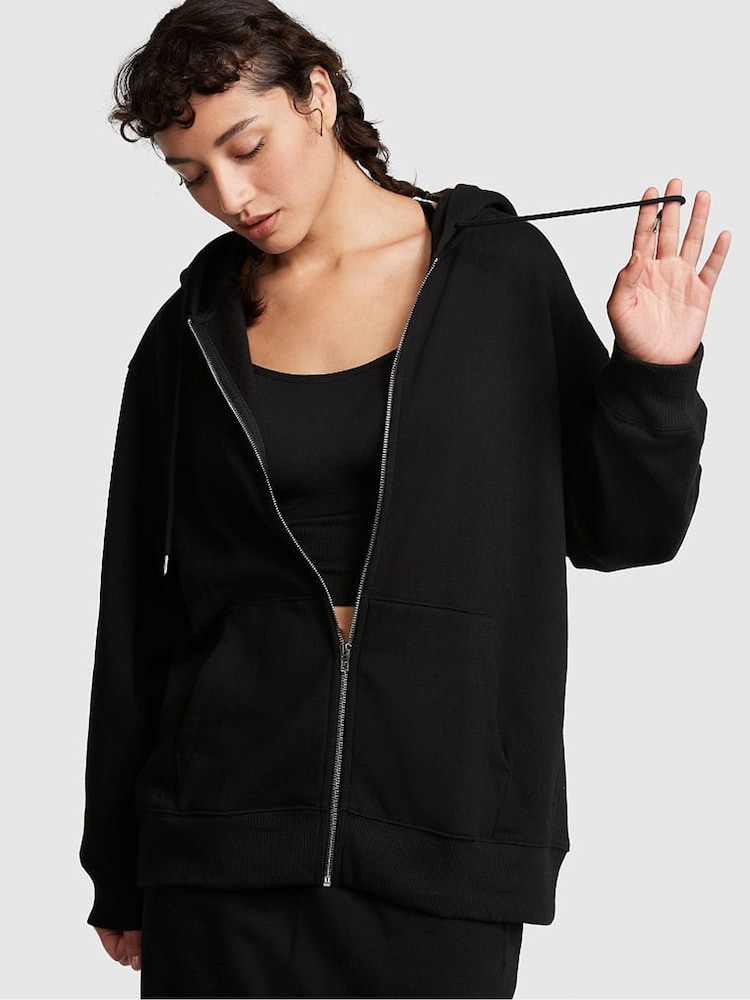 Victoria's Secret PINK Pure Black Fleece Hoodie - Image 1 of 4 Victoria's Secret PINK Pure Black Fleece Hoodie - Image 1 of 4