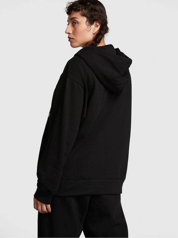 Victoria's Secret PINK Pure Black Fleece Hoodie - Image 2 of 4 Victoria's Secret PINK Pure Black Fleece Hoodie - Image 2 of 4