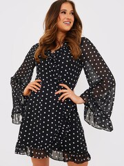 In The Style Black Polka Dot Georgia Louise Wrap Mini Dress - Image 2 of 4