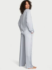 Victoria's Secret Flint Grey Star Jacquard Satin Long Pyjamas - Image 2 of 2