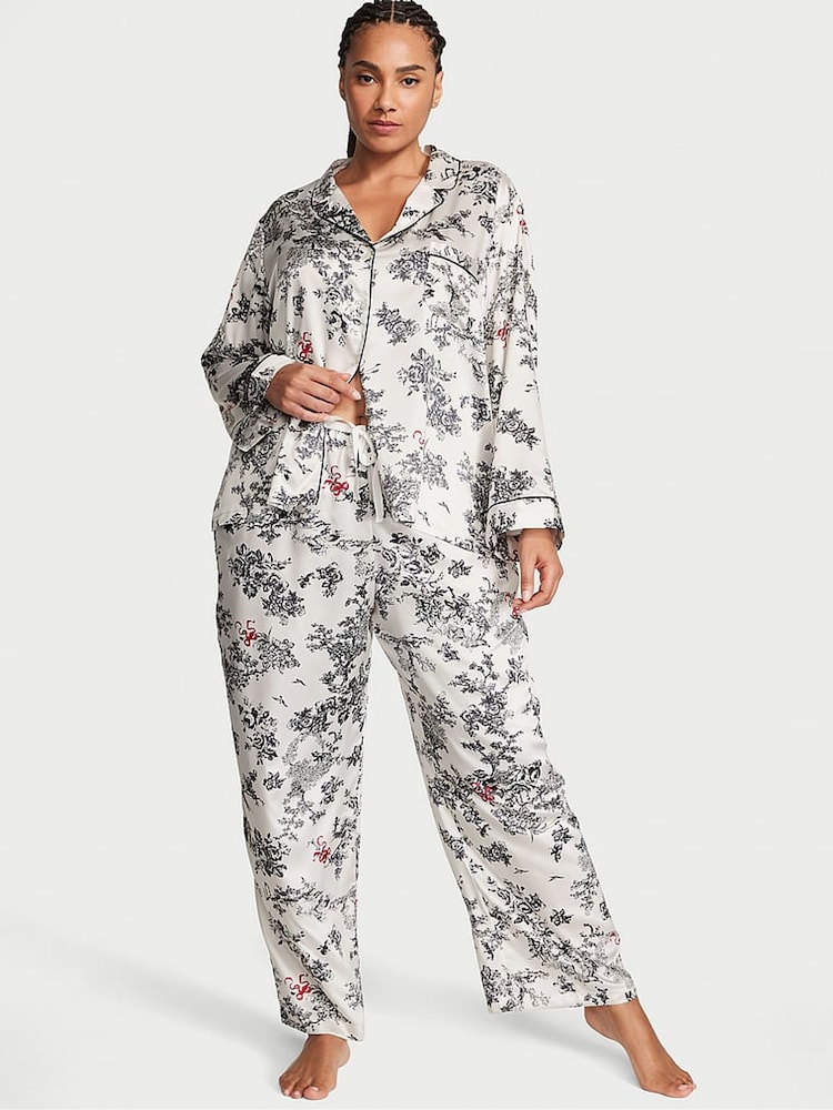 Victoria's Secret White Porcelain Toile Satin Long Pyjamas - Image 1 of 2
