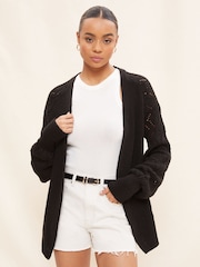 Friends Like These Black Pointelle Long Sleeve Cardigan - Image 1 of 4