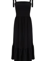 Pour Moi Black Laura Jersey Tie Strap Tiered Midi Dress - Image 4 of 5